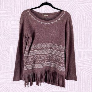 Entro Boho Fringe Long Sleeve Top - S